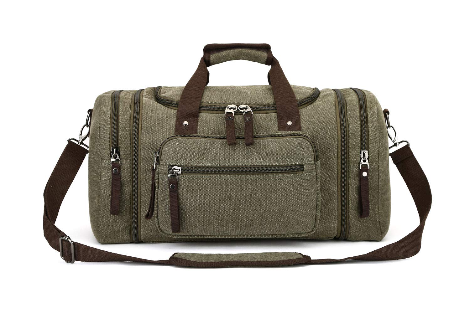 Duffle Bag, Unisex Canvas Holdall, Large Travel Duffles Travel Carry On Duffle Bags Overnight Weekend Weekender Bag Travel Tote for Men and Women Green