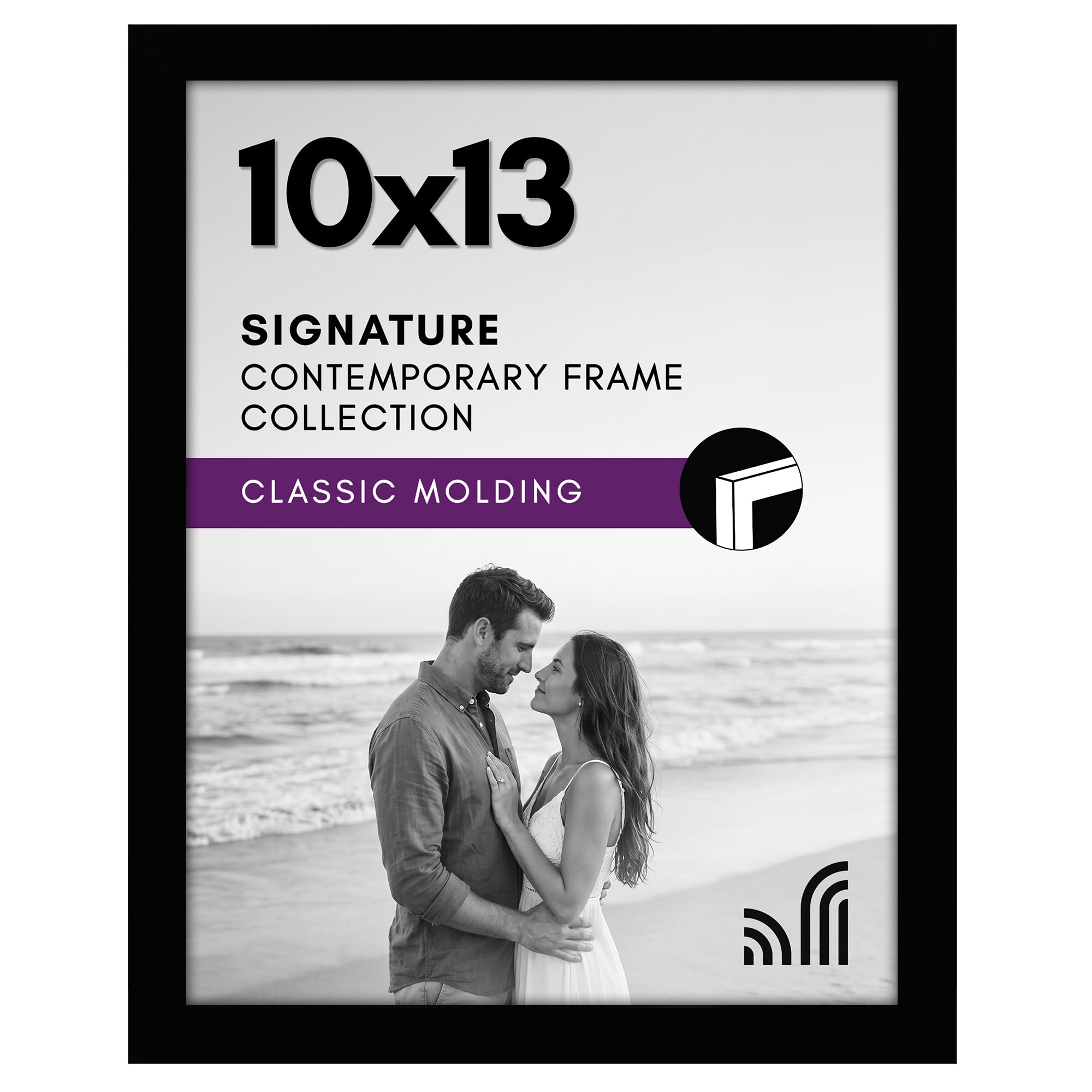 Americanflat 10x13 Picture Frame with Shatter-Resistant Glass - Signature Collection - Gallery-Style Frames Made of Engineered Wood - Photo Frame for Wall Display - Black