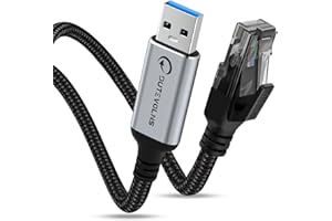 Dutevolns USB to Ethernet Cable 5 FT, USB 3.0 A to RJ45 Male Nylon Adapters, Gigabit Directly Connected, Compatible for Laptop, Desktop PC, Switch, Windows 10 and Windows 11