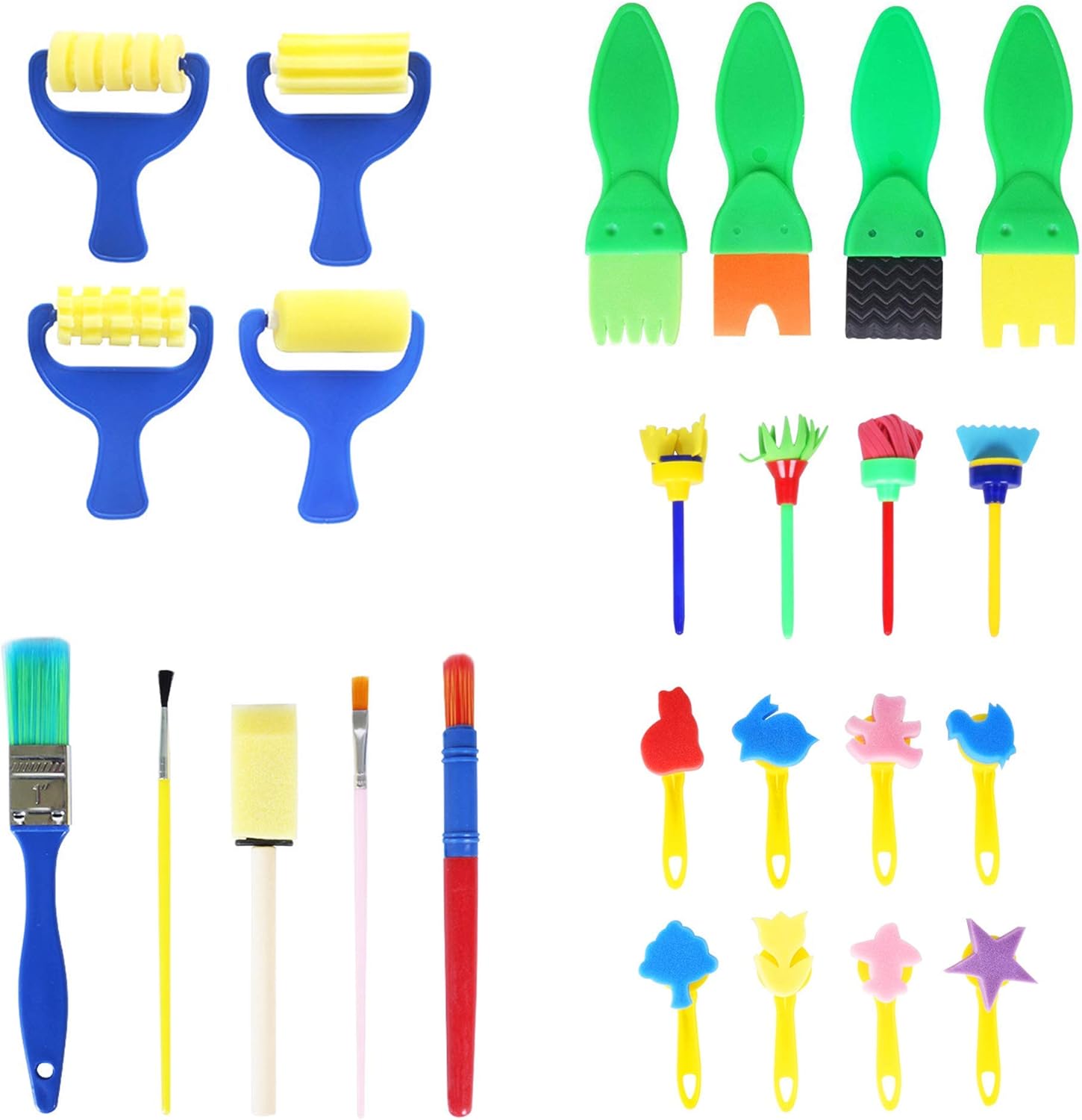 25 Pcs Enfants Bébé Dessin Sponge Brush Pinceau Jouets, Éponge Brosses