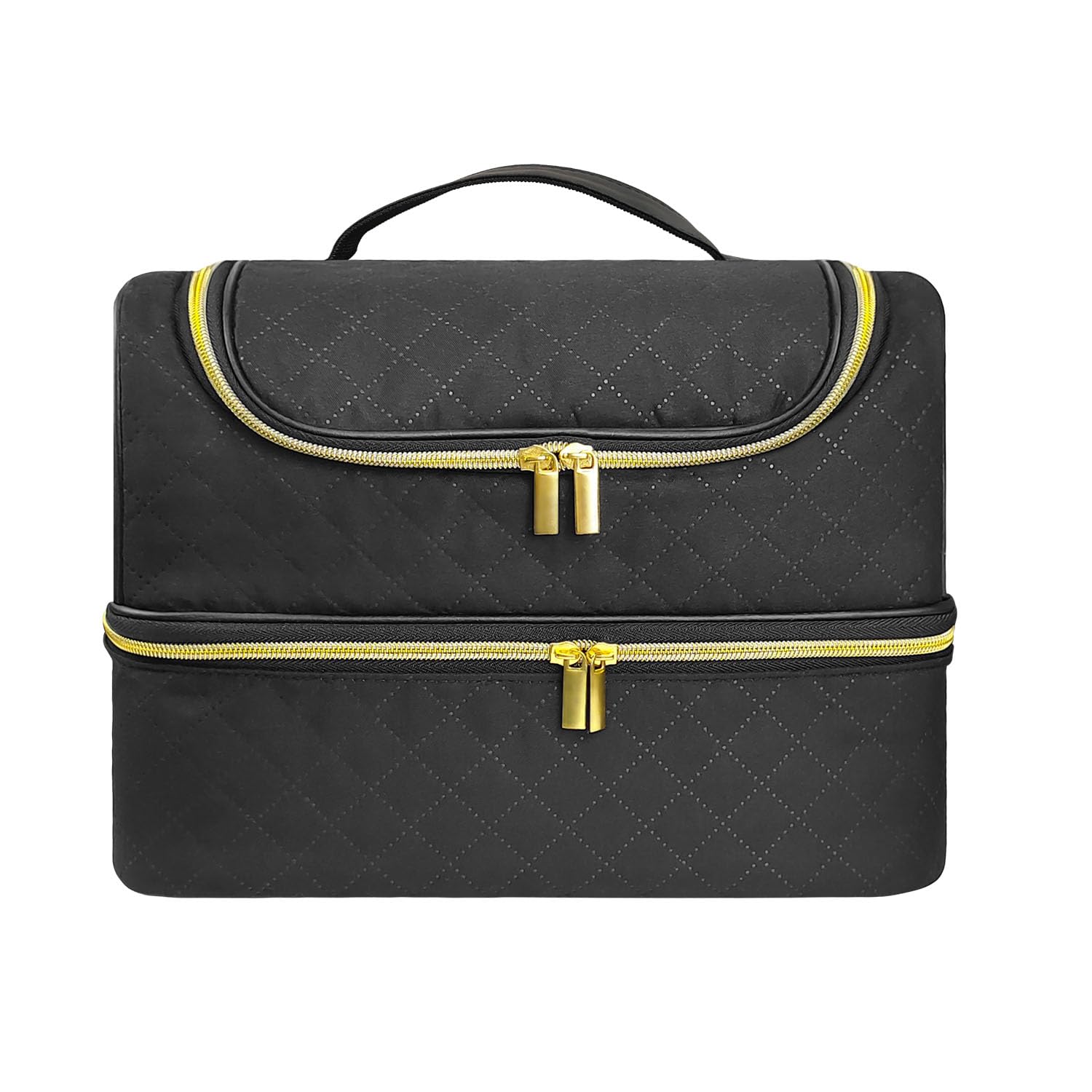 Nail Polish Carrying Case, Double-Layer Nail Polish Storage Bag- Fits Nail Dryer Lamp and 60 Bottles(15ml/0.5 fl.oz), Organizer Bag with Adjustable Dividers for Manicure Set (Black, 60 Bottles)