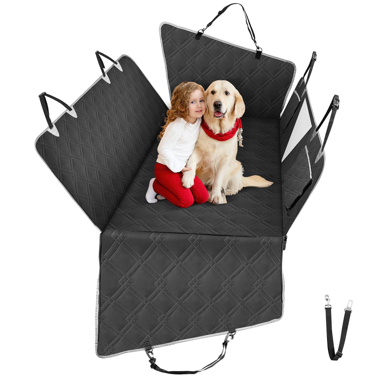Photo 1 of TAIKURA Dog Car Seat Cover 62 * 52 inch, Back Seat Extender for Dogs, Large Space Sturdy Backseat Extender, Waterproof Dog Hammock for Car, SUV, Truck
