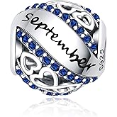 Linorui Birthstone Charms for Charms Bracelet 925 Sterling Silver Bead Openwork Charms Fit Pandora Charms Bracelet, Fit Women Wife Mom Christmas Birthday Gift