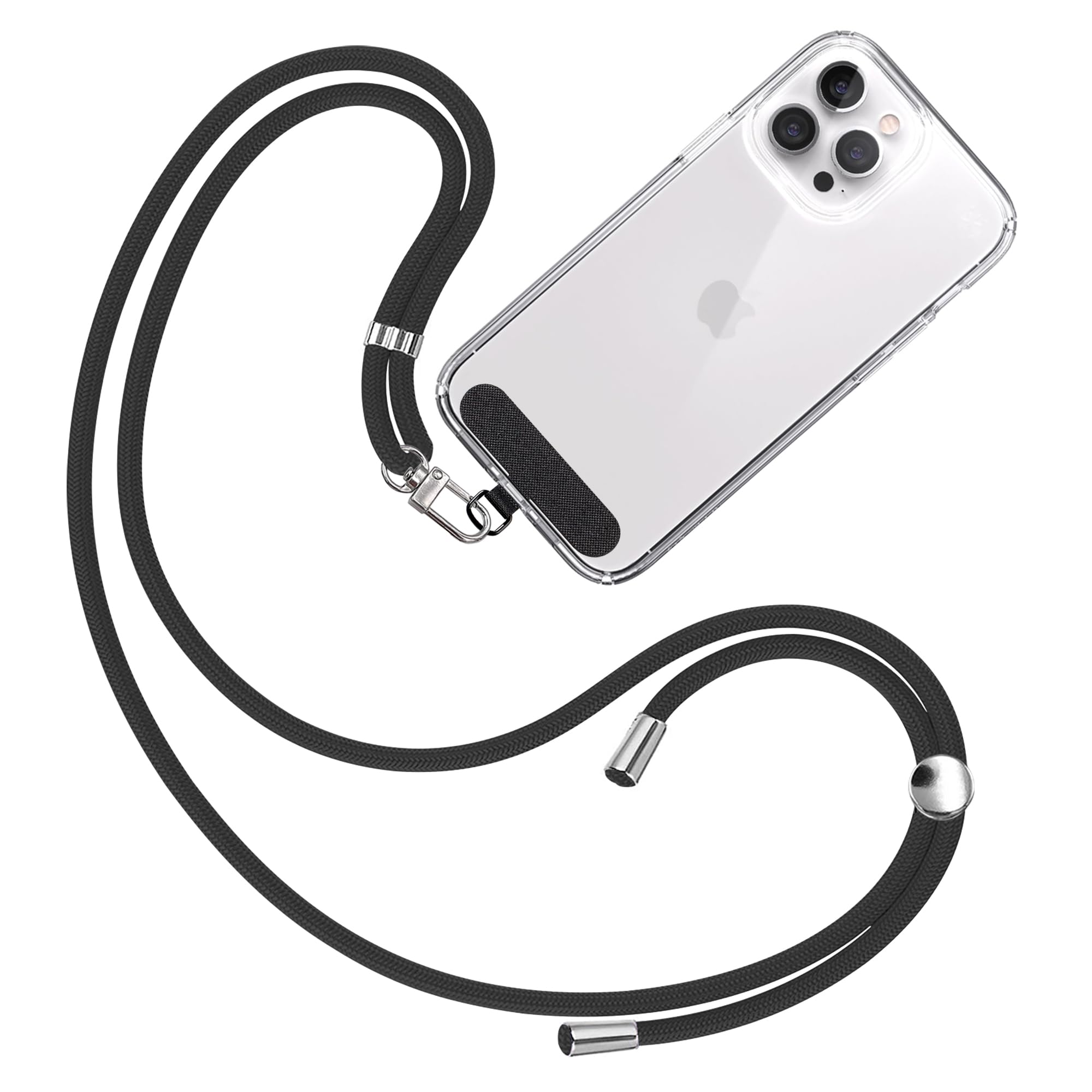 TBOC Mobile Phone Lanyard for Hanging, Universal Neck Mobile Phone Chain with Pad [Black], Mobile Phone Strap for Hanging, black, One Size