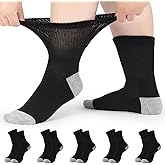 NIIRKIIR Diabetic Ankle Socks for Women, Non Binding Wide Top for Elderly, Seamless Loose Cushion for Swollen Feet, 5 pairs