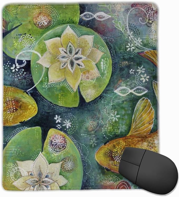 Smooth Mouse Pad, Lotus and Fish Mobile Gaming Mousepad