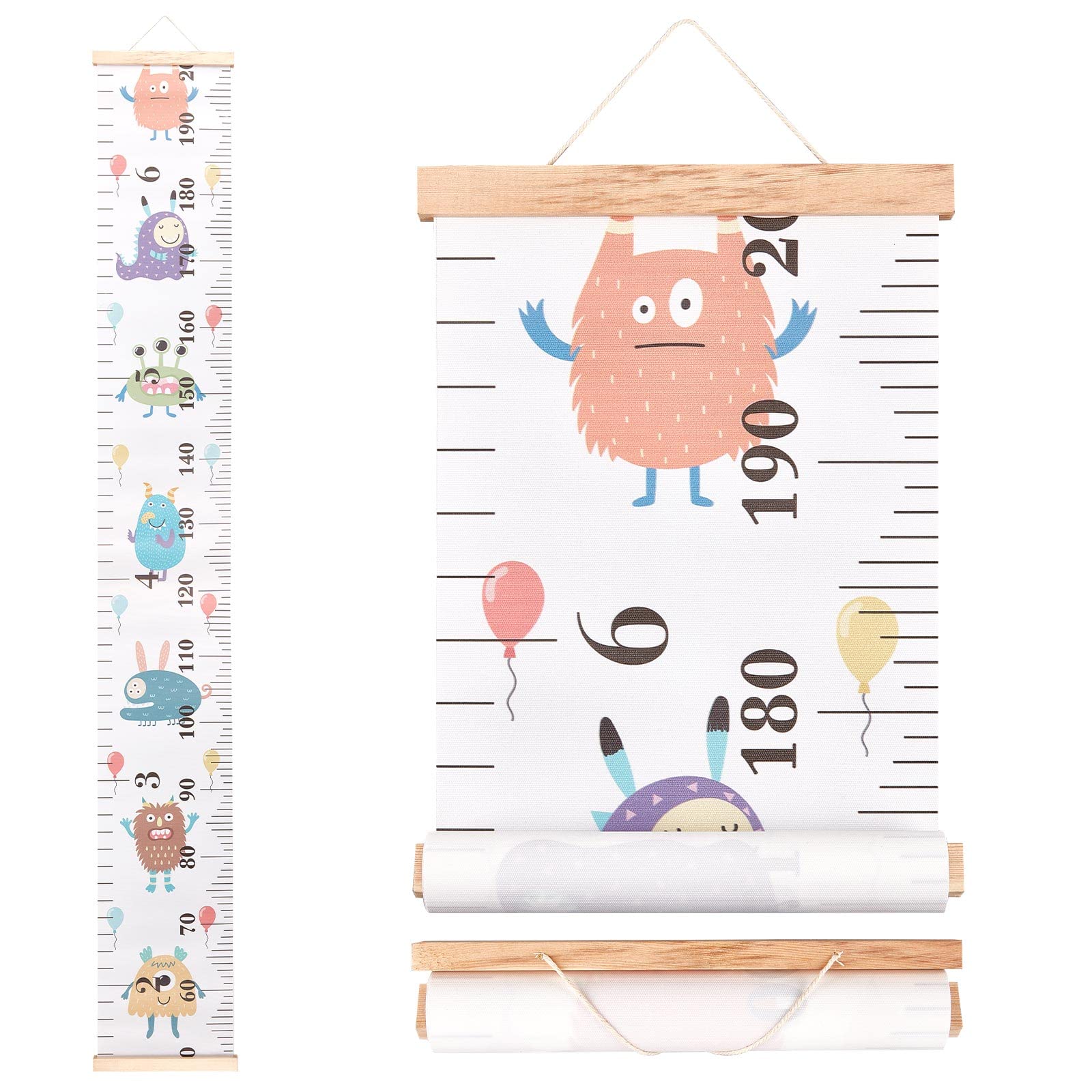 CREATCABIN Monster Growth Chart Fabric Canvas Height Measurement Ruler Wood Frame Hanging Removable Cartoon Wall Rulers for Home Living Room Decoration Nursery Decor Gift 8.39 x 59 Inch