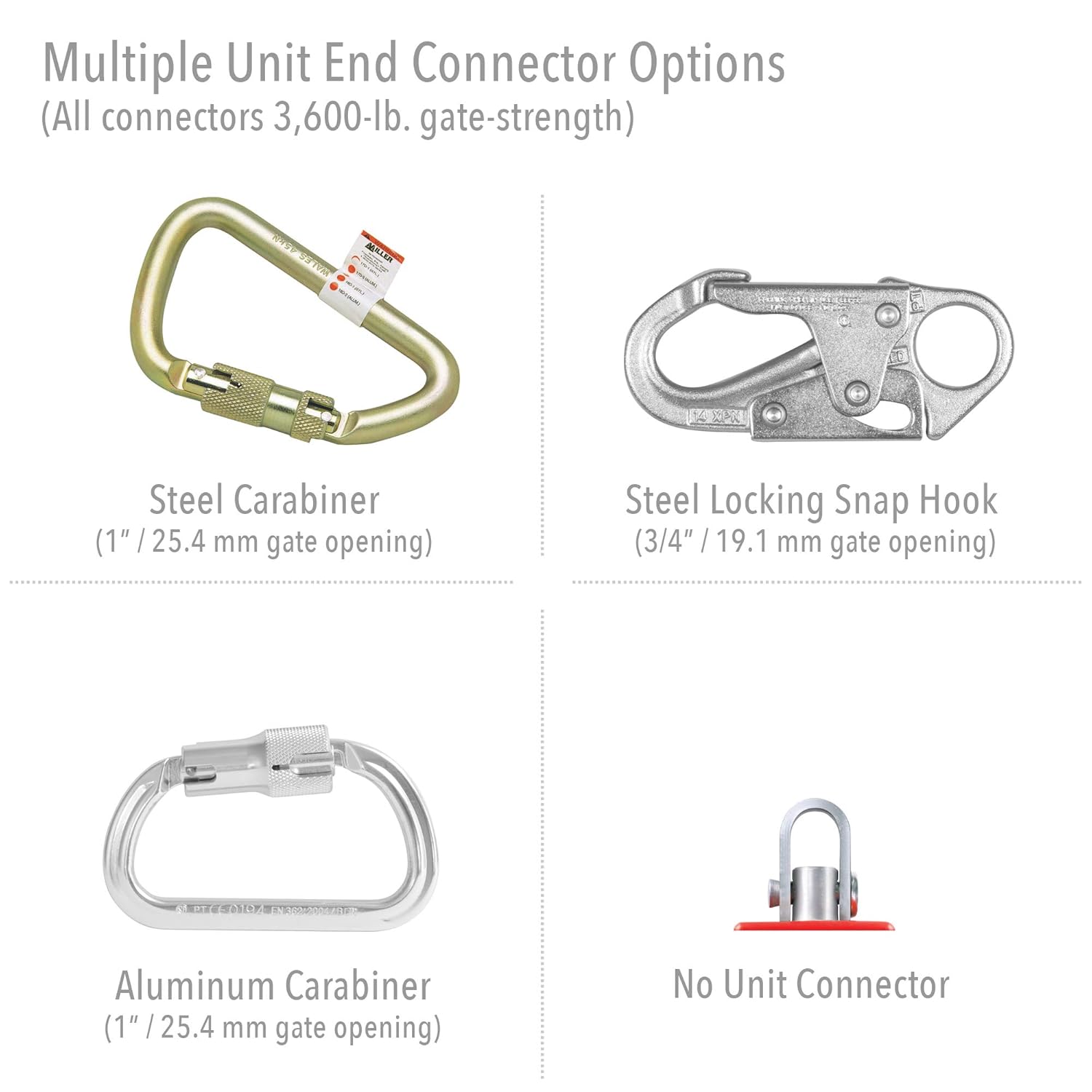 Miller TurboLite 6-Foot Personal Fall Limiter with Unit End Steel Carabiner & Lanyard End Steel Locking Snap Hook (MFL-1-Z7/6FT) - Fall Arrest Safety Clips - 