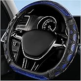 MTRPS Car Steering Wheel Cover, Anti-Slip Breathable Steering Wheel Protector with 3D Honeycomb Design, Sporty Elastic Protective Cover for 14.5-15 Inch Flat Bottom Steering Wheels (Blue)