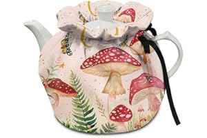 Xoenoiee Mushroom Butterfly Moon Pattern Tea Cosy, Kitchen Tea Pot Dust Cover, Teapot Cozy Warmer, Tea Pot Cover Insulation, Tea Kettle Quilt for Home Kitchen Table Tea Party