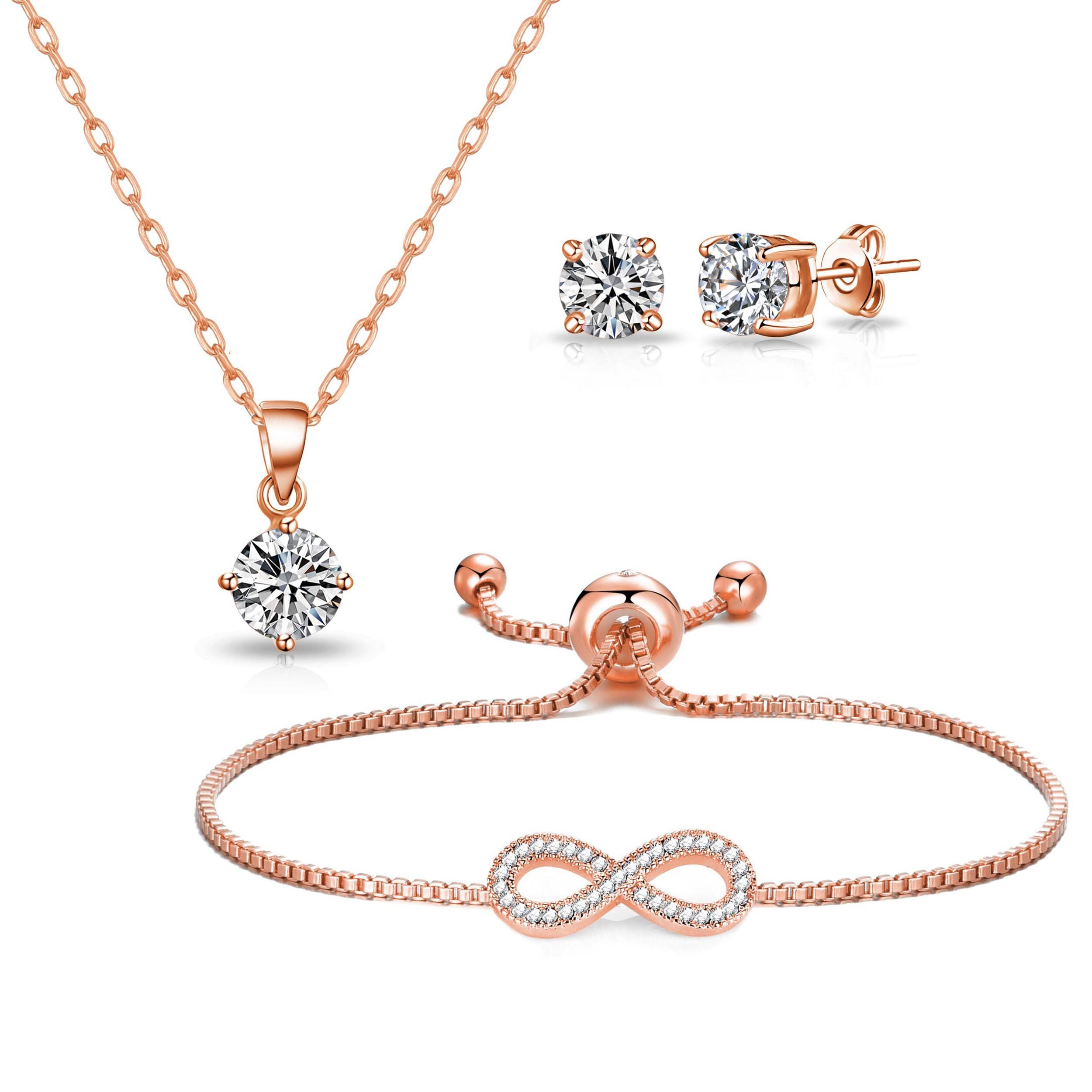 Philip Jones Rose Gold Plated Infinity Friendship Slider Set Created with Zircondia® Crystals