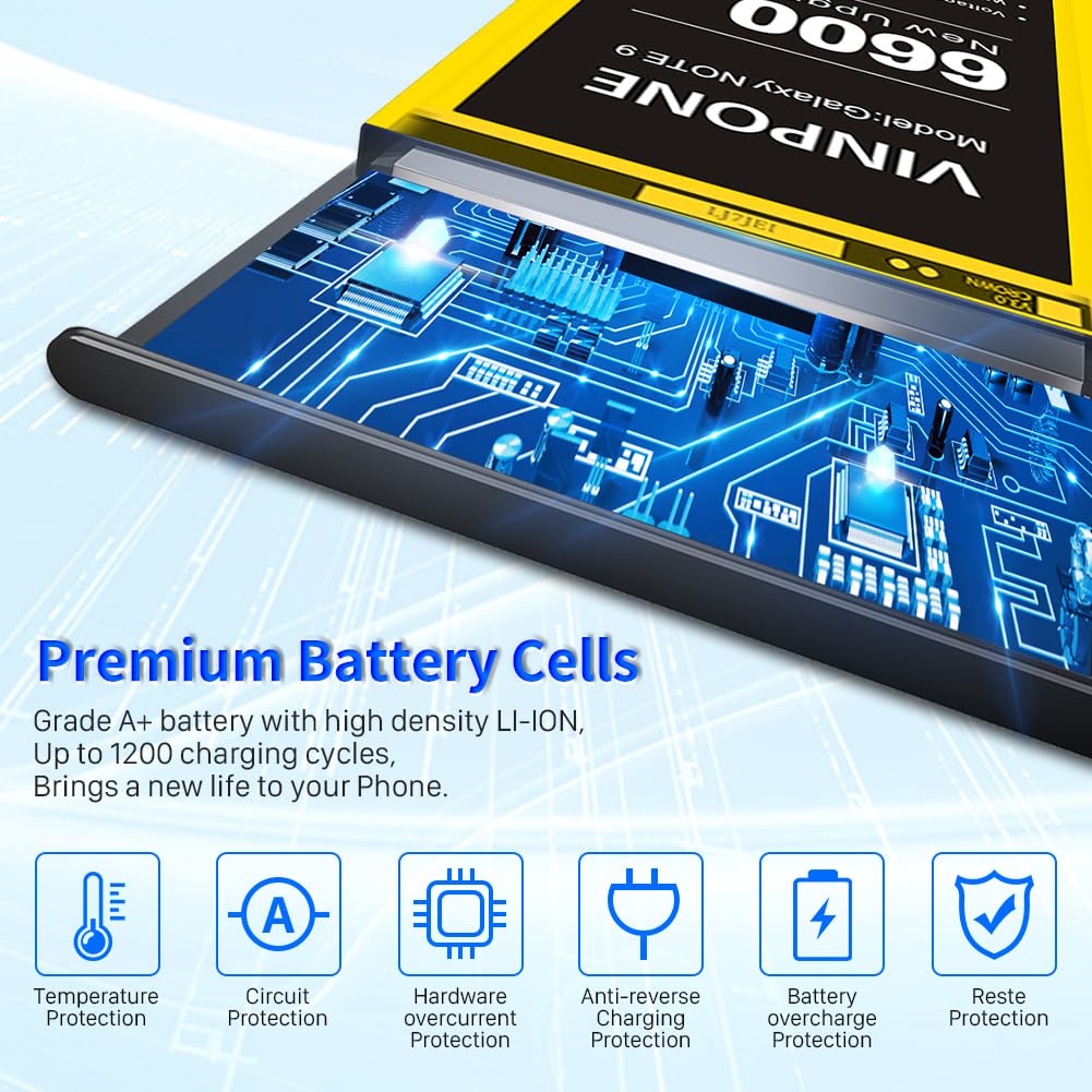 SHENMZ Galaxy Note 9 Battery,[Upgraded] 6600mAh Li-Polymer Replacement Battery for Samsung Galaxy Note 9 N9600 N960F BN965ABC EB-BN965ABU with Full Repair Tool Kit