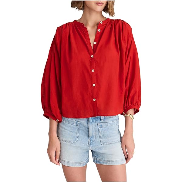 Madewell Womens Jamie Top - Compact Cotton Sateen White 2XS