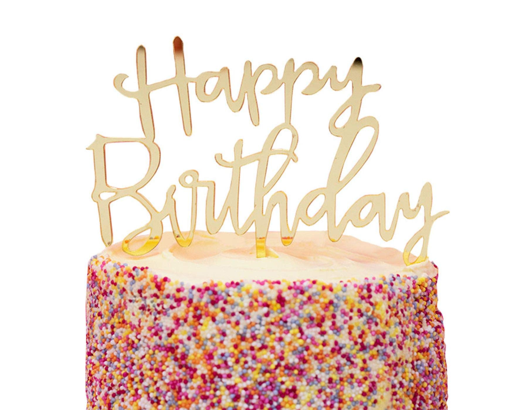 Talking Tables Reusable Gold Happy Birthday Cake Topper Decoration for Girls, Boys, Him, Her, Kids, Adults, Party