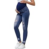 Yornobly Maternity Jeans for Women Over Belly Stretch Skinny Pants Ripped Comfy Slim Denim for Throughout Pregnancy