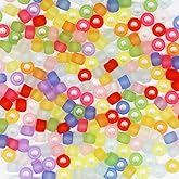 VOOMOLOVE 1000 PCS Matte Color Mix Pony Beads, Bracelet Beads, Beads for Hair Braids, for Crafts, Plastic Beads, Hair for Braids 6x9mm (Matte Color Mix