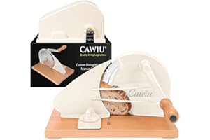 CAWIU Upgraded Manual Bread Slicer for Homemade Sourdough Bread - Adjustable Thickness Bread Cutter with Hand Crank, Suction 