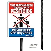 Smeryl This Area Has Been Treated With Pesticide, Please Keep Off The Grass Sign with 17.7” Stake for Yard, Pesticide Sign for Lawn, Rust-Free Aluminum, Weatherproof, Easy to Install, 1 Pack