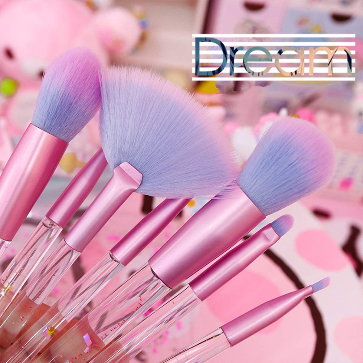 Sparkle Makeup Brushes Set with Fan Brush,Colorful Beautiful Sparkles Bronzer Blush Power Fan Lip Eyeshadow Eyebrow Eye Blender Brush