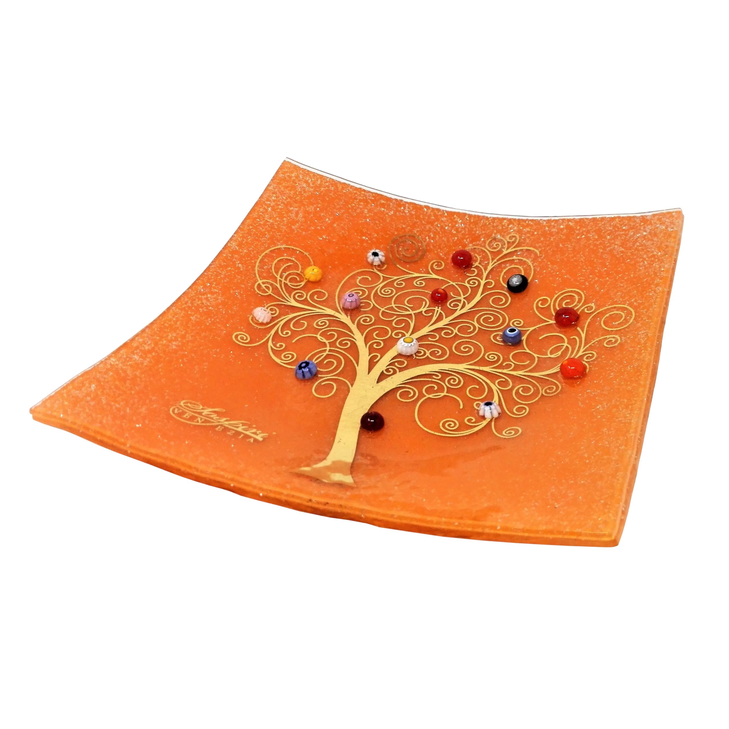 Sospiri Venezia Murano Glass Decorative Dish, Handcrafted Decorative Bowls for Home Decor, Centerpiece Tray, Key Bowl, Gift Decor Tray for Entryway Table, Living Room, Dining Room 7.5"x 7.5"