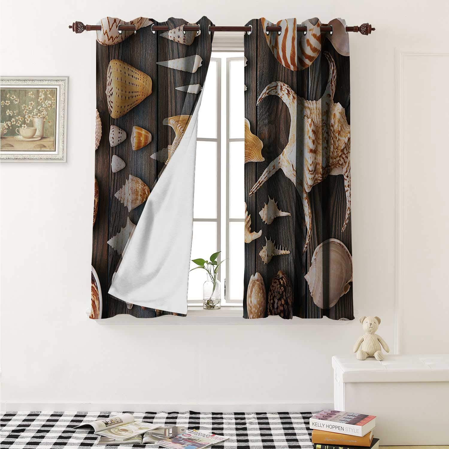 Amazon Com Seashells Blackout Draperies For Bedroom Seashell