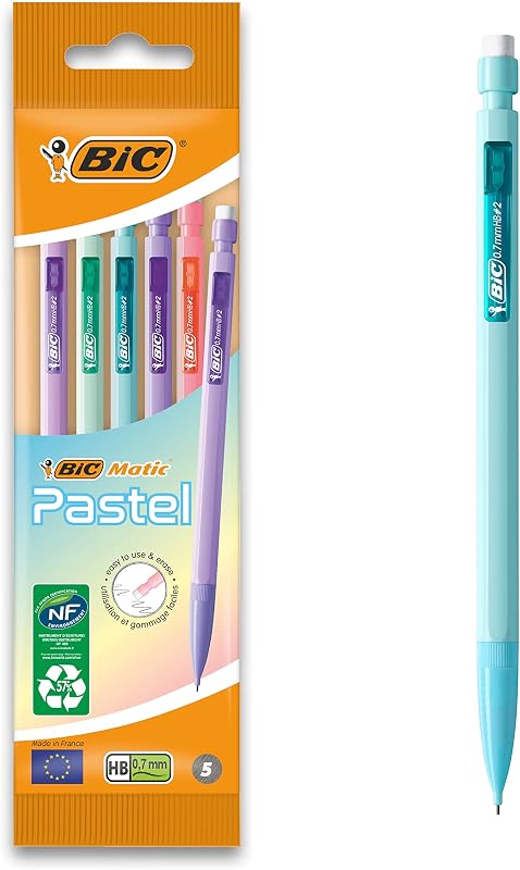 Conjunto de mesa bic pastel com marcadores, lapiseiras, marcadores e marcadores de ponta fina - tinta pastel e corpo variados, pacote de 23