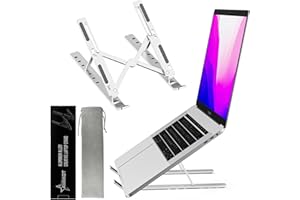avakot Portable Laptop Stand Computer Stand for Laptop Ergonomic Aluminum Laptop Stand | Adjustable Laptop Riser Notebook Holder Stand Compatible with MacBook,iPad,Lenovo 9-15.6" Laptops | Silver