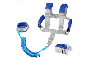 FZBJAYOON Baby Anti Lost Wrist Link -Anti Lost Backpack Leash Baby Leash Safety Walking Leash Wrist Link with Upgraded Safety Locks for Kids Toddler Leash Anti Lost (2 in 1 Dark Blue 8.2 Foot) …