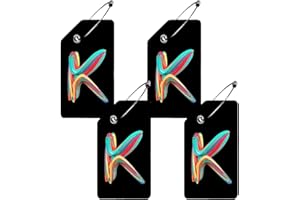 BESTEIOYO 4 Pack Initial Luggage Tag for Suitcase, Colored Letter Silicone Bag Tags Identifiers Privacy Cover ID Label with Durable Steel Loop for Women Men Kids Girls Travel, Letter K