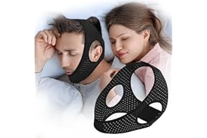 YONGSENINA Anti Snoring Chin Strap, Anti-Snoring Device, Easy-to-Wear Snoring Solution, Help You Close Your Mouth When You Sleep, Men and Women Can Use Chin Strap Black, 62CM