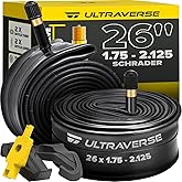Ultraverse 26" Bike Inner Tubes 26 x 1.75, 1.95, 2.10, 2.125 - Set of 2 | Butyl Rubber Bicycle Tubes, Schrader Valve, Compatible with Mountain, Cruiser, City &amp; Kids Bikes