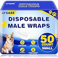 XPCARE 50 Count Disposable Male Dog Diapers, Male Dog Wraps,Super Absorbent Leak-Proof Fit (Small)