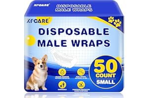 XPCARE 50 Count Disposable Male Dog Diapers, Male Dog Wraps,Super Absorbent Leak-Proof Fit (Small)