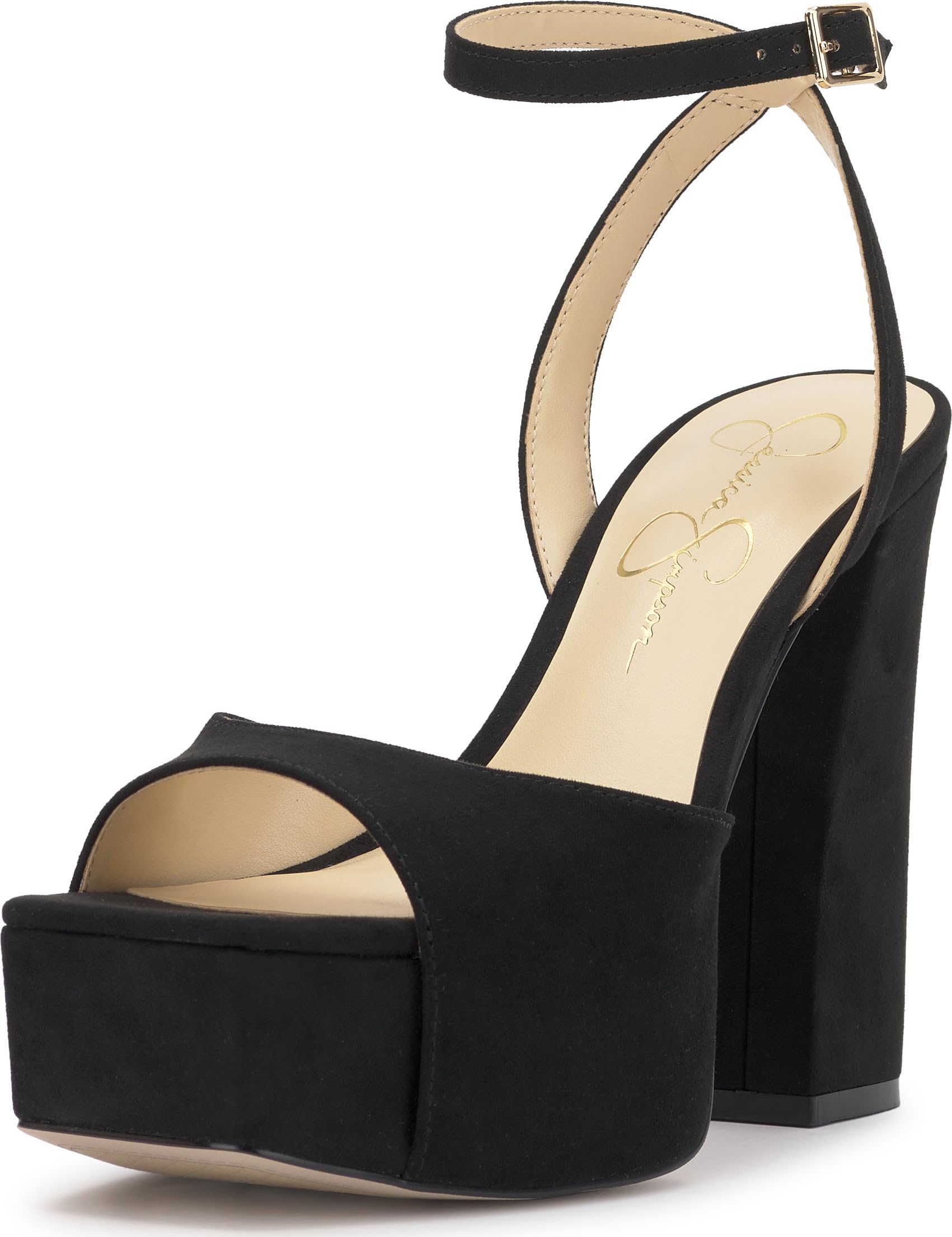 Jessica Simpson Lirio Peep Toe Platform Sandal, Black, 7.5