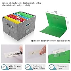 JSungo 2 Pack File Box with 10 Hanging Filing
