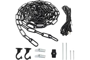 HARSKIYER Swag Light Kit with 15 Ft Chandelier Chain, 15 Ft Light Cord, Switch and 2 Swag Hooks, Black Hanging Lamp Kit for Pendant Light, Ceiling Light and Fan Light