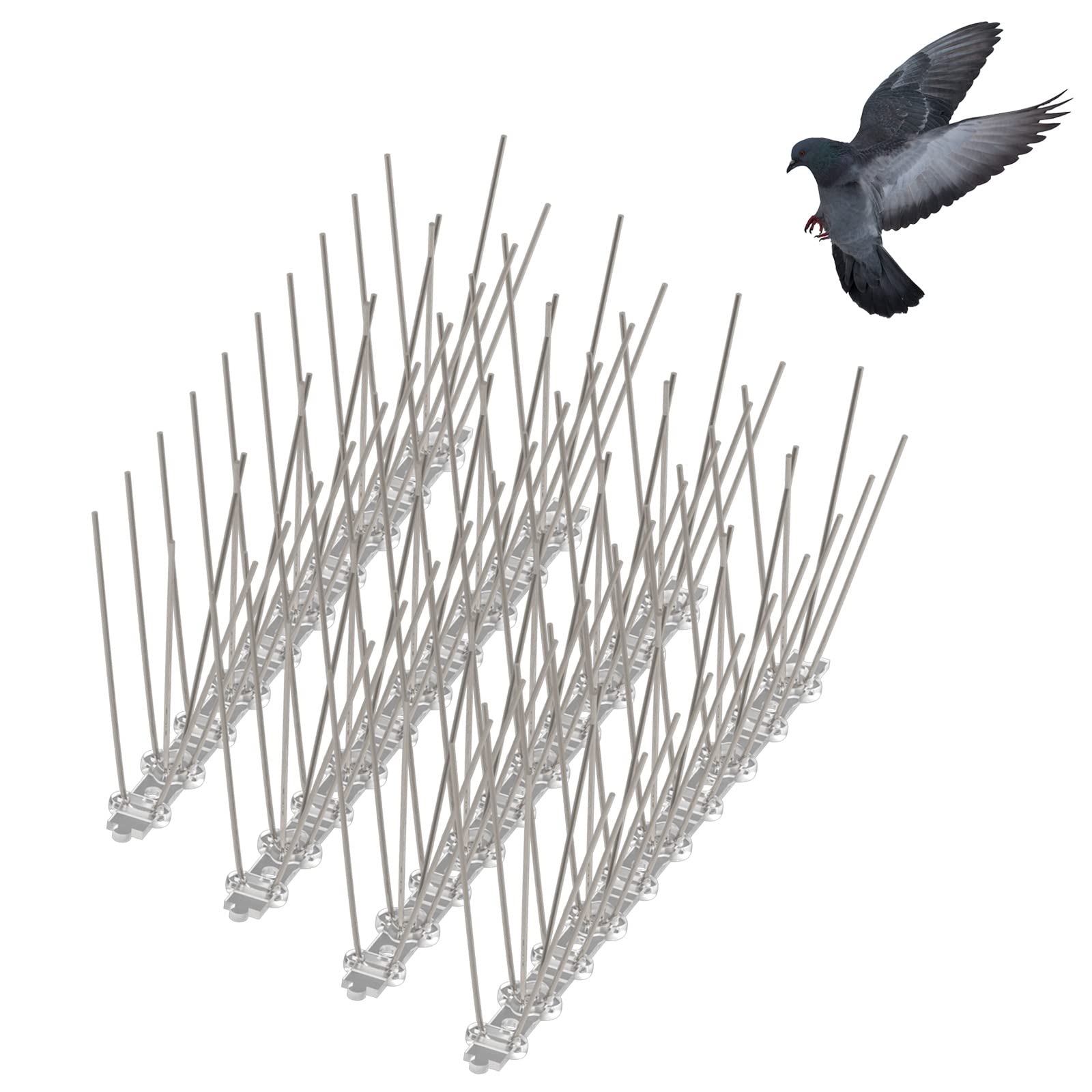 YODEN Bird Spikes (4 Pack) Stainless Steel Pigeon Spikes Powerful Deterrent To Birds, Crows And Woodpeckers, For Gardens And Windows Per Piece25 Cm