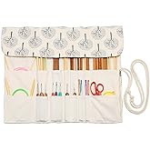 Teamoy Knitting Needle Crochet Hook Case Organizer Holder(up to 14"), Tree | Roll Crochet Needle Bag Empty for Straight and Circular Knitting Needles, Crochet Hooks and Accessories