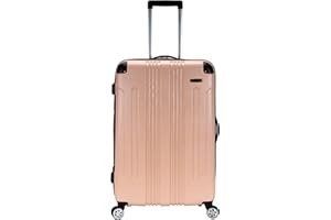 Rockland London Hardside Expandable Spinner Wheel Luggage, Champagne, Checked-Large 28-Inch