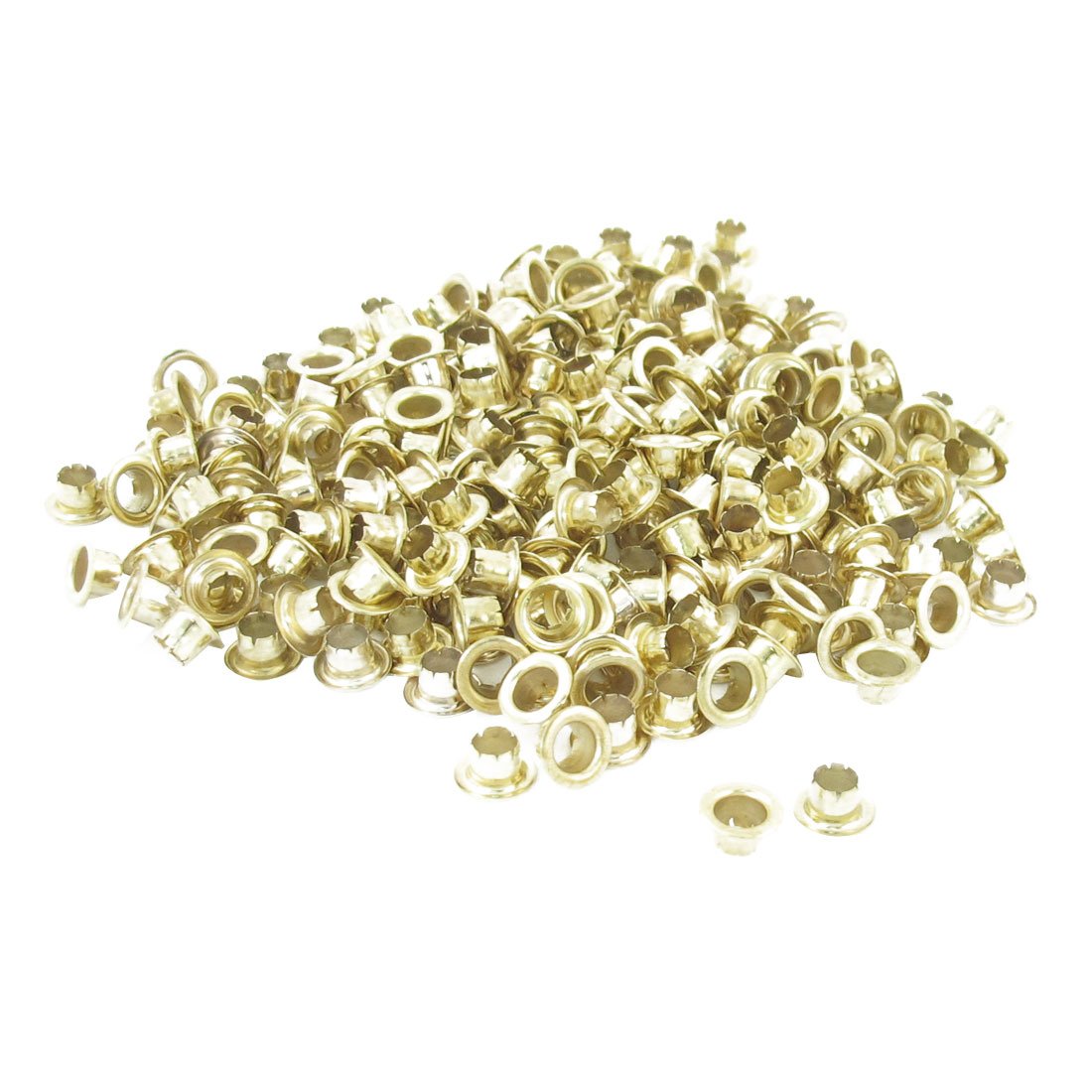 sourcingmap Eyelet Grommets Kit 250pcs, Metal Eyelets Golden 4.8mm Diameter Eyelets and Grommets for Paper, Shoes, Fabric, Belts, Canvas, DIY Crafts