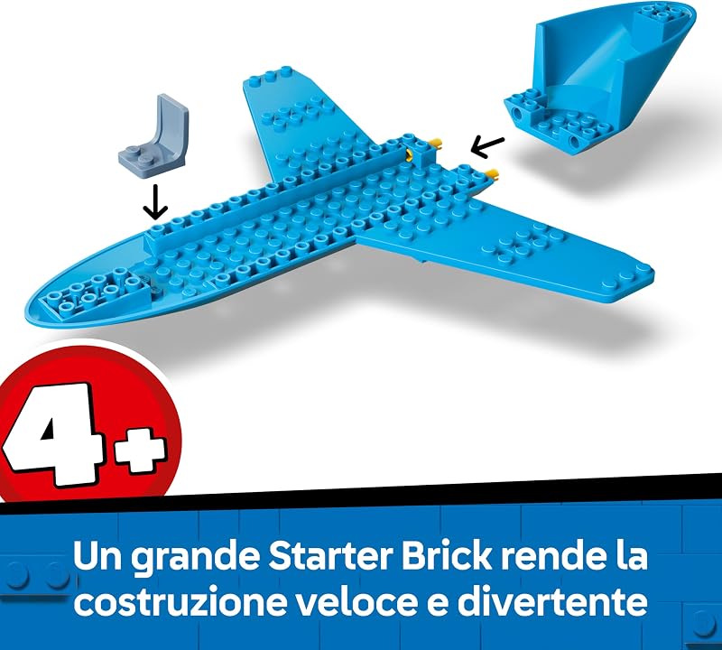 City Jet Passeggeri - Modellino di Aereo Giocattolo da Costruire con 4 Minifigure e Accessori da Viaggio - Giochi Didattici - Idea Regalo di Compleanno per Bambini da 4 Anni in su - 60492