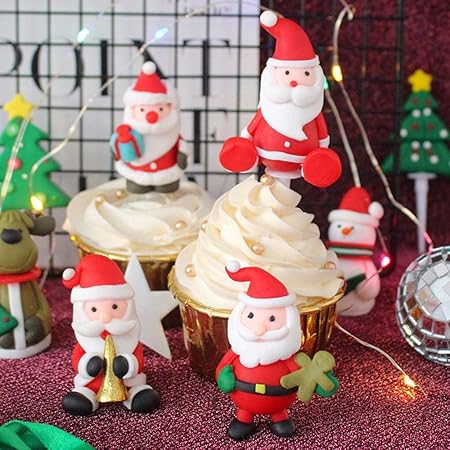 Torte Di Natale Decorate.Shacos Set Di 8 Plugin Torta Di Natale Fatto Di Argilla Morbida Albero Di Natale Pupazzo Di Neve Di Babbo Natale Ottimo Per Xmas Decoration Decorazione Di Torte Ecc Amazon It Casa E Cucina