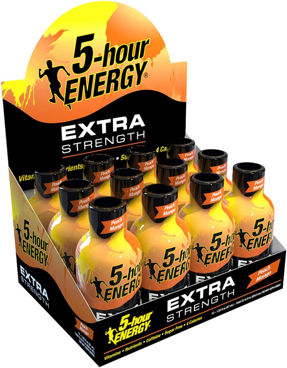 5-hour ENERGY Shot, Extra Strength, Peach Mango, 1.93 Ounce,12 Count: Health & Personal Care
