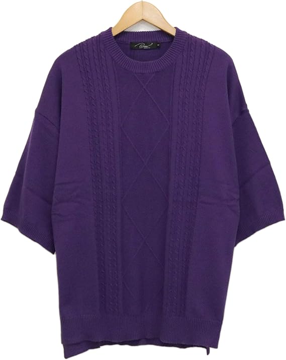 Amazon 五分袖 セーター ニット 無地 メンズ レディース 024l1750 ブラック ホワイト ベージュ パープル セーター 通販