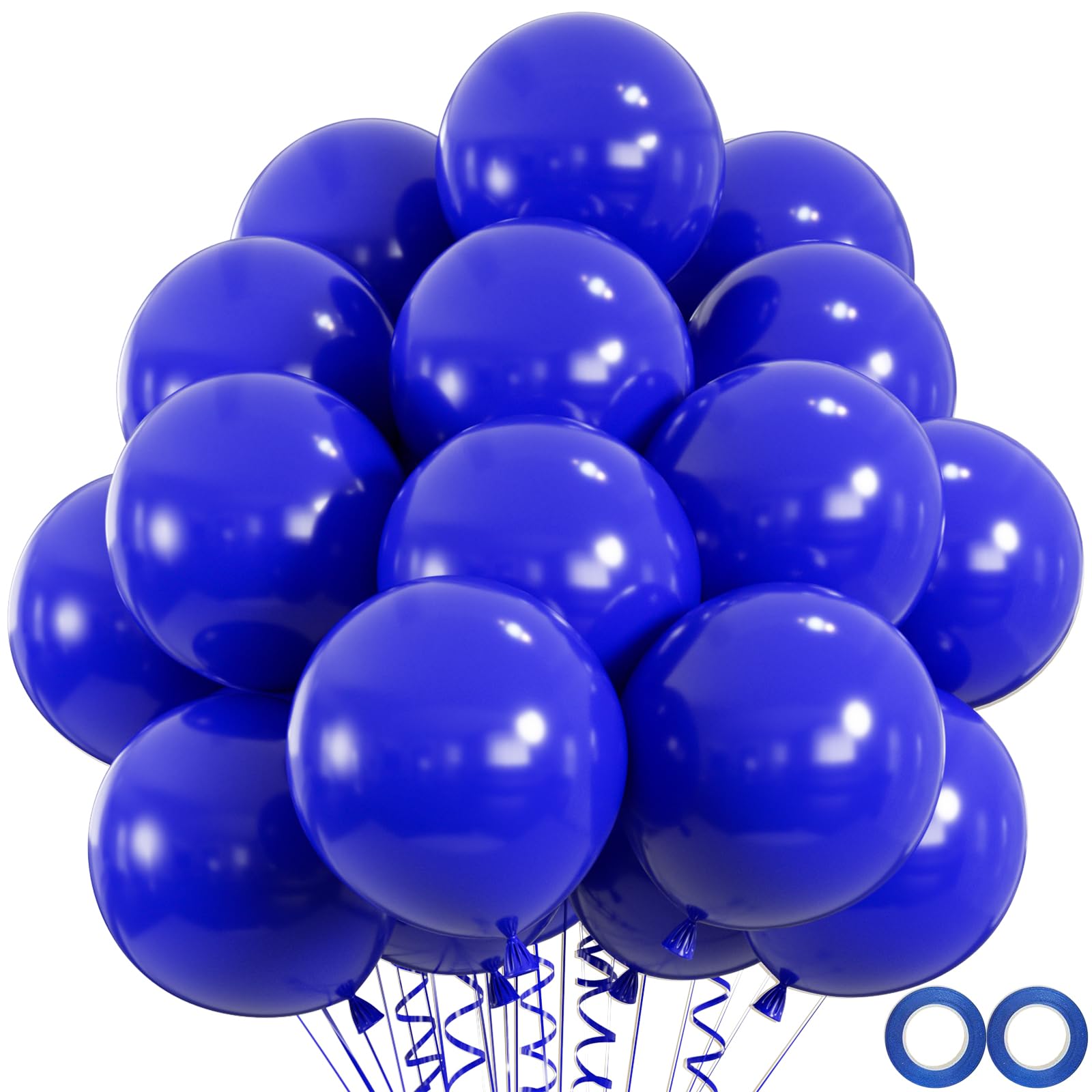 100pcs Royal Blue Balloons, 12 inch Royal Blue Latex Party Balloons Helium Quality for Birthday Party, Baby Shower, Baseball Nautical Party Decoration (with 66ft Ribbon)…