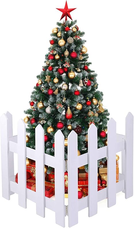 Amazon Com Aneco 4 Pack Christmas Wooden Picket Fence Wood Christmas Tree Fence Decoration For Xmas Wedding Party Decor Home Kitchen