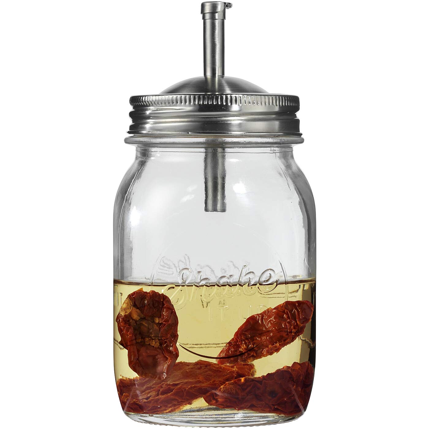 Jamie Oliver JAR glass drizzler with flip top, Stainless Steel, 17x8x8 cm