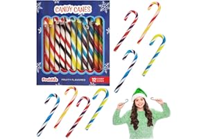 Fruidles Christmas Candy Canes Suckers, Multicolored Rainbow Fruity Flavor, Individually Wrapped (12-Pack)