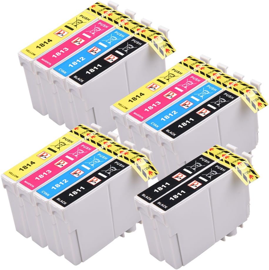 PerfectPrint Compatible Ink Cartridge Replacement for Epson Expression Home Printer XP-102 202 212 215 205 225 315 322 325 402 412 415 405 P405WH 422 425 405 18XL (Black/Cyan/Magenta/Yellow, 14-pack)