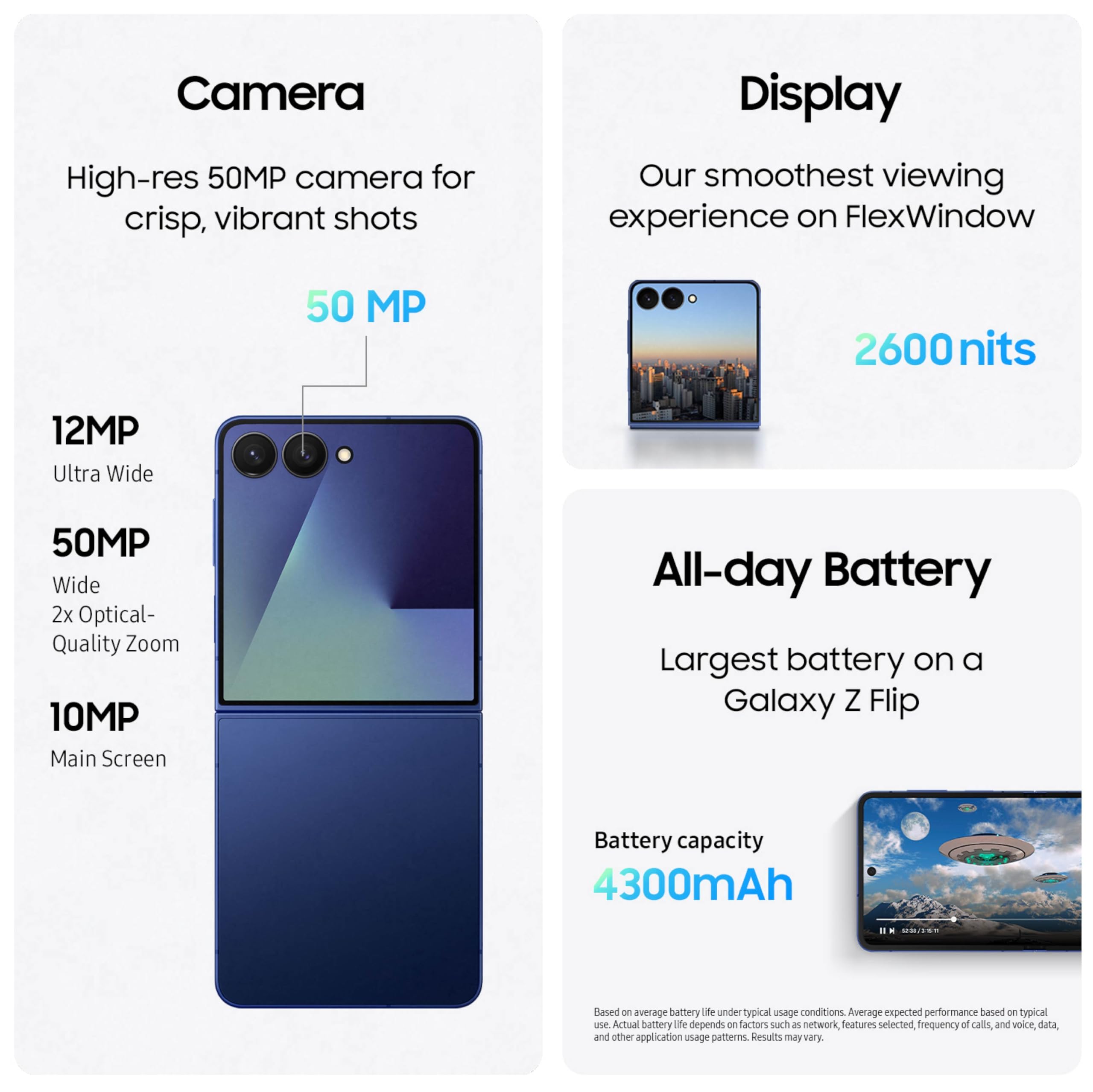 Teléfono celular Samsung Galaxy Z Flip7, teléfono inteligente con IA de 256 GB, Android desbloqueado, batería de larga duración, 2025, garantía del fabricante de EE. UU. por 1 año, negro azabache